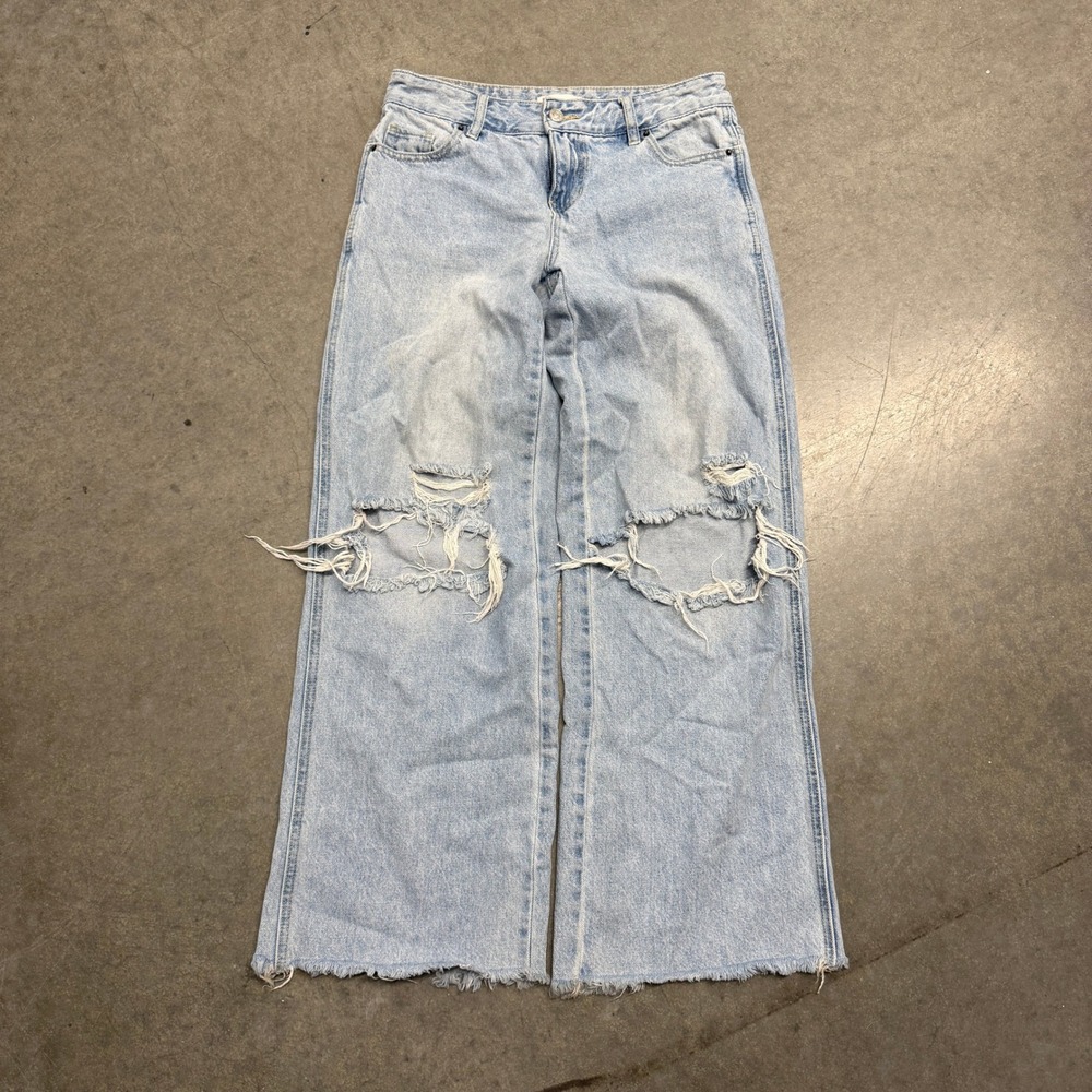 PacSun Low Rise Baggy Distressed Light Wash Wide Leg Jeans Size 25